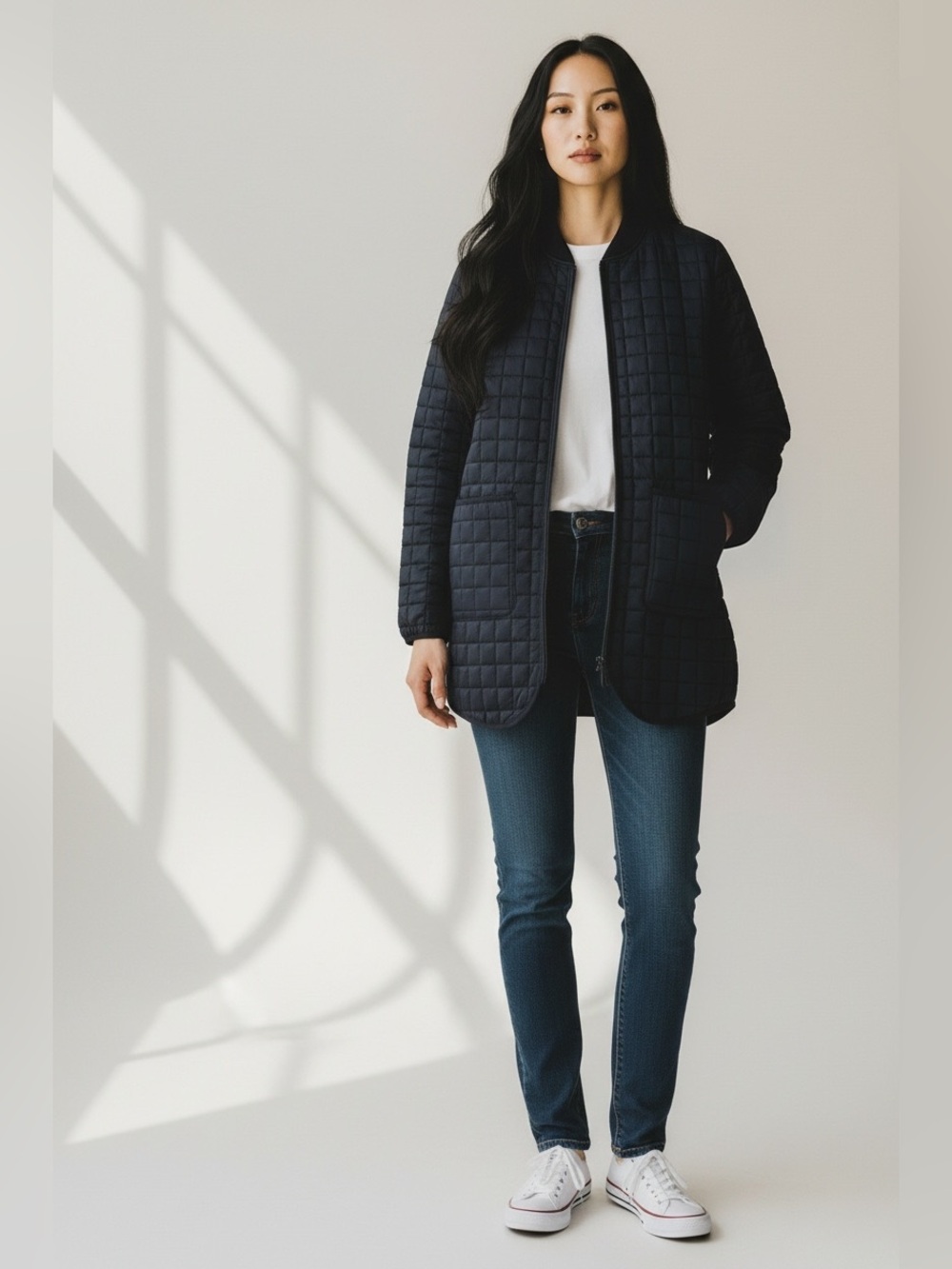 Kenneth Cole Quilted Mid Length Women’s Black Jacket Size Medium NWT